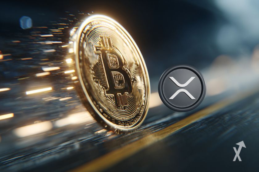 Bitcoin und XRP Logos