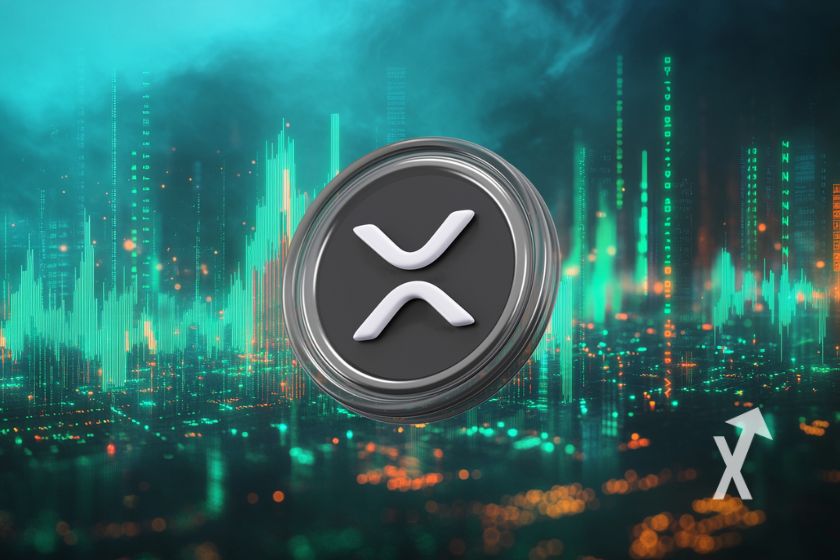 XRP ETF-Abdeckung auf blauem Hintergrund