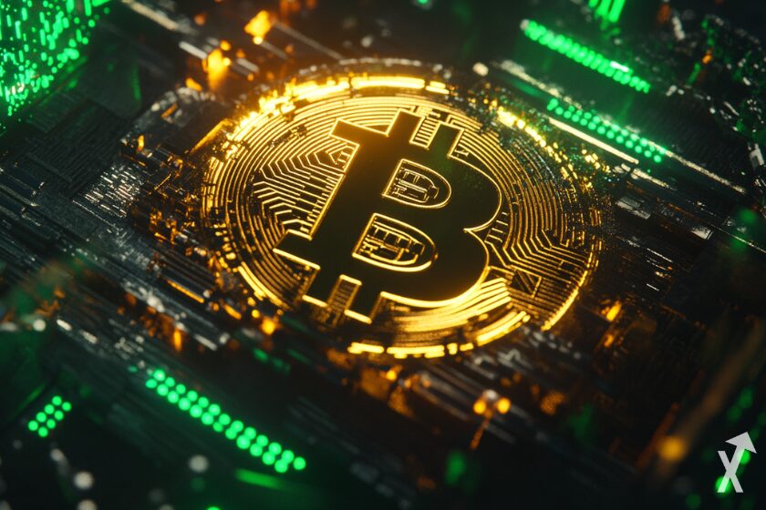 Kryptowährung Bitcoin (BTC) Token Münze.