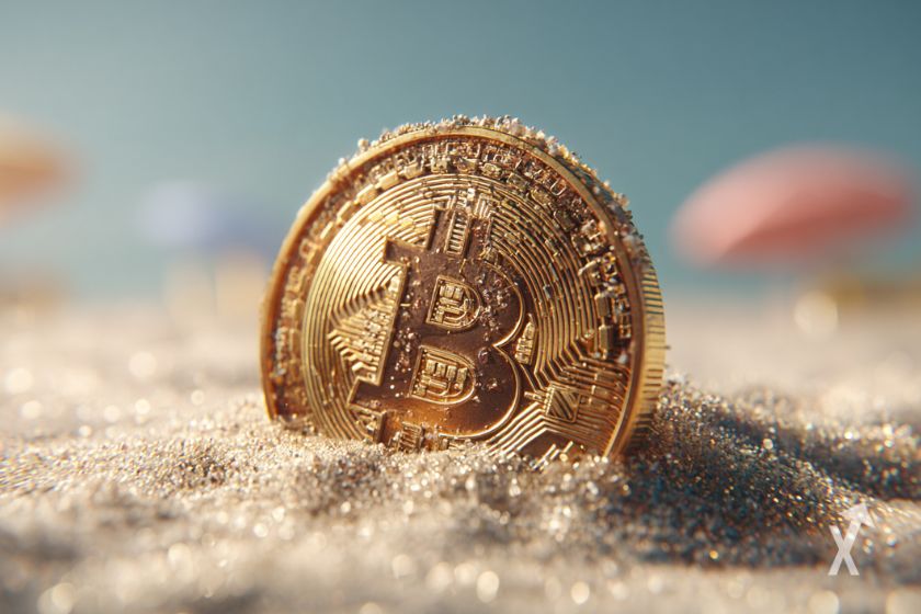 Bitcoin im Sand