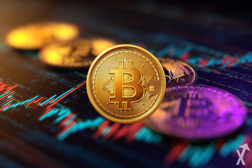 Bitcoin preissturz, digitale Währung sinkt.