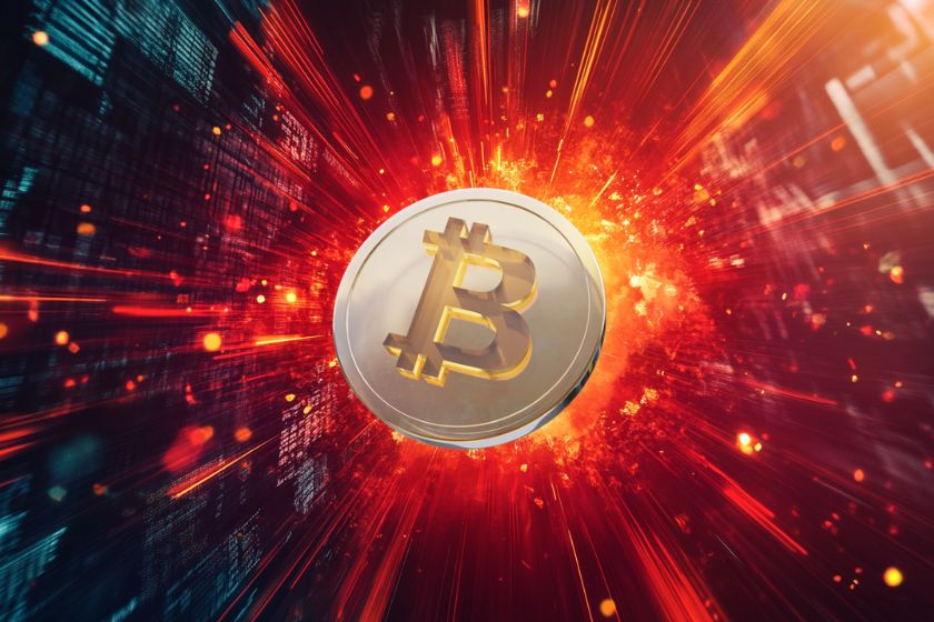 Digitale Währung Bitcoin virtuell abgebildet Symbol.