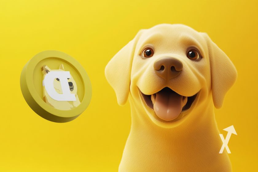 Dogecoin Logo mit Shiba Inu Hund