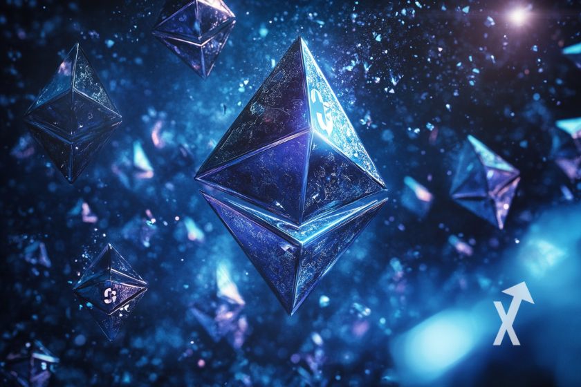 Kryptowährung Ethereum-Link auf dunklem Hintergrund