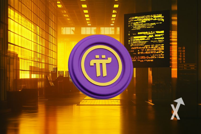 Binance Logo auf blauem Hintergrund