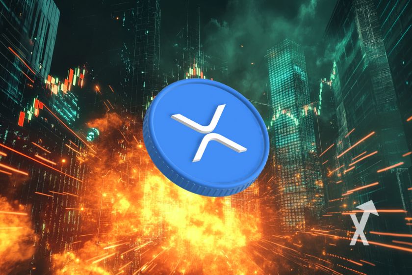 XRP Ripple Logo auf Grau energisch.