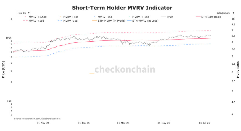 MVRV-Diagramm der Bitcoin STH