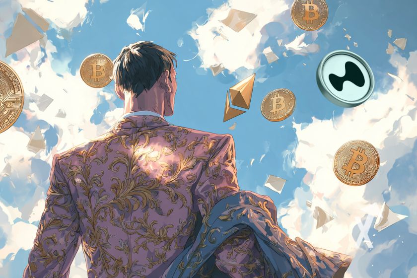 Whale on liquid crypto cover.