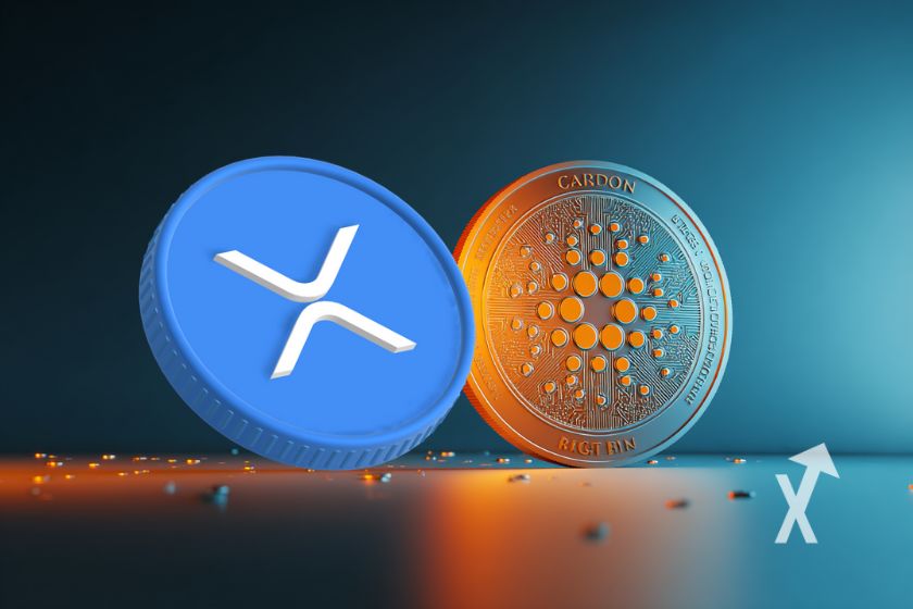 Krypto-Währungen Cardano und XRP vereint.