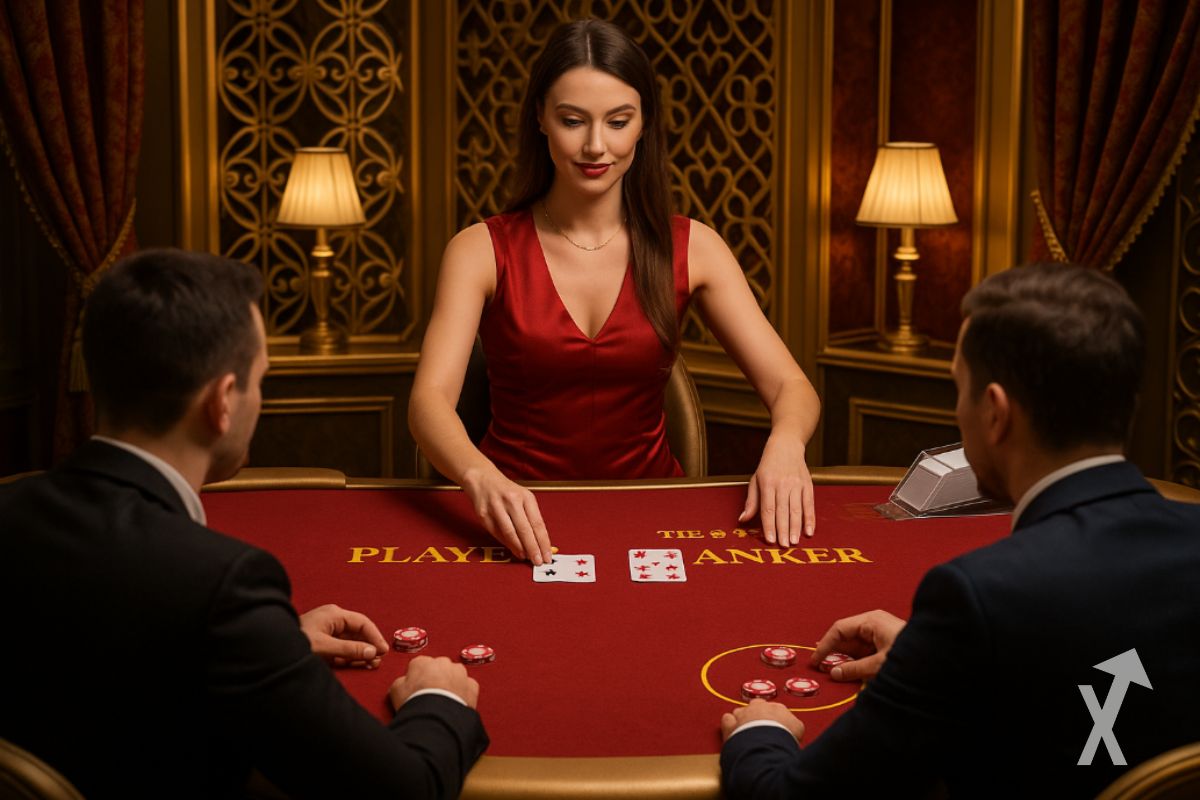 Live Baccarat-Spielabdeckung – Karten und Chips