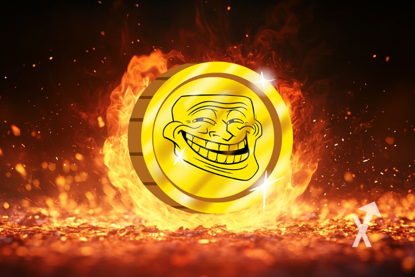 Decken Sie Troll-Mememünzen ab.