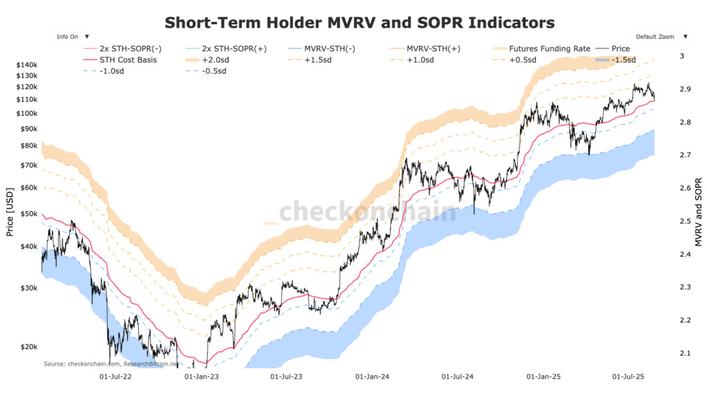 graphique du MVRV STH BItcoin indicator