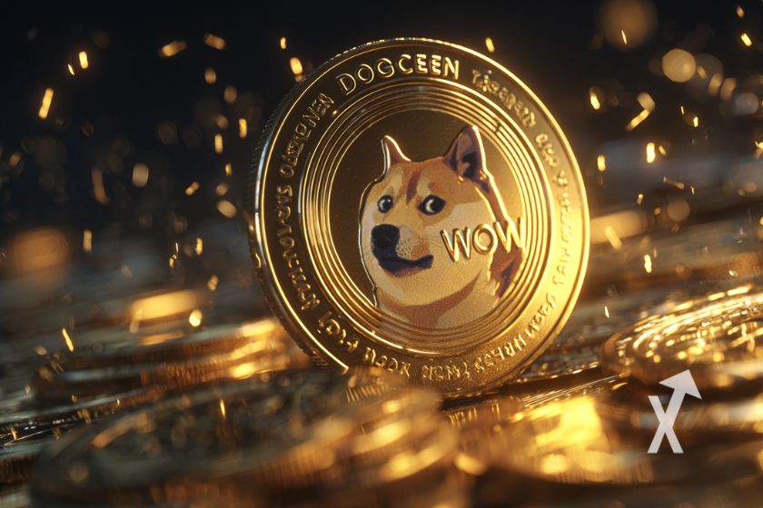 Hund mit Dogecoin-Cover CleanCoreutschen.