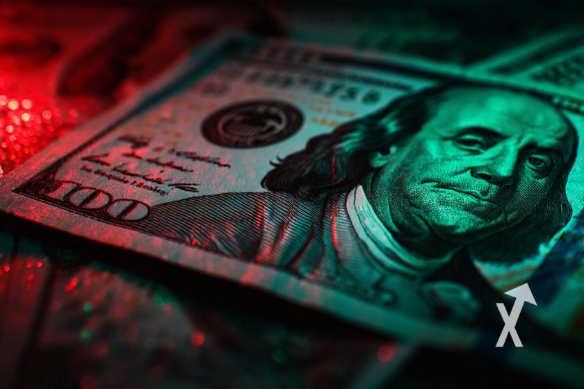 Kryptowährungen Bitcoin, Dollar in Geldbörse