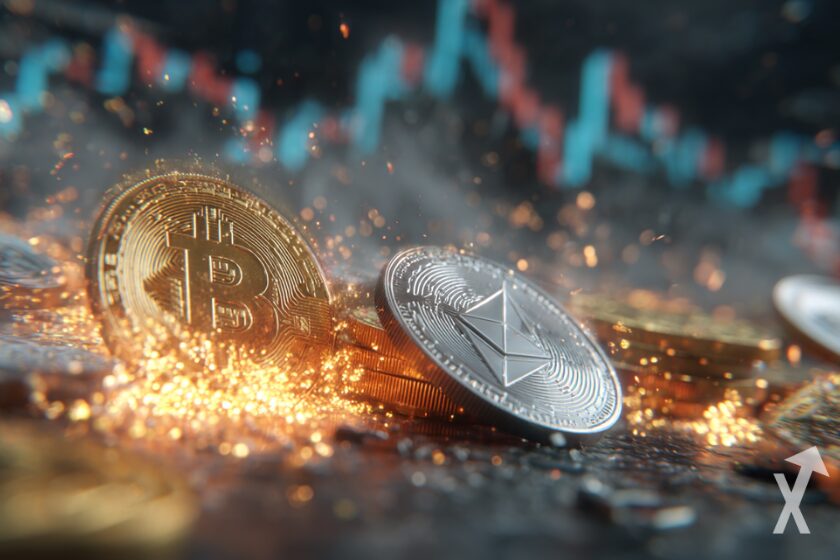 Kryptowährungsmarkt: ETH und BTC.