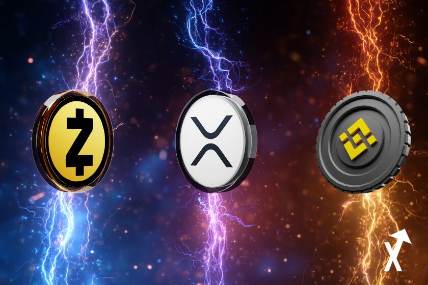 Krypto Altcoins ZCASH BNB XRP Hintergrund. Krypto Altcoins ZCASH BNB XRP Hintergrund.
