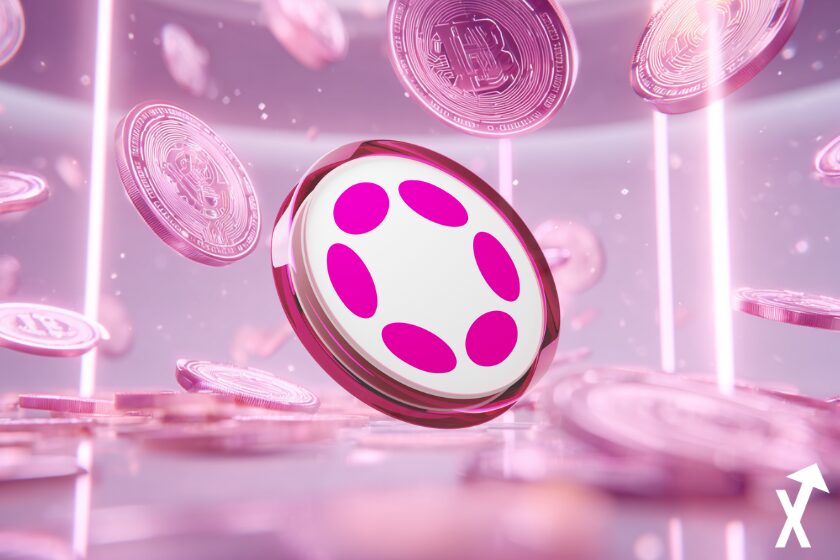 "Polkadot Münze weiß rosa Krypto-Regen"