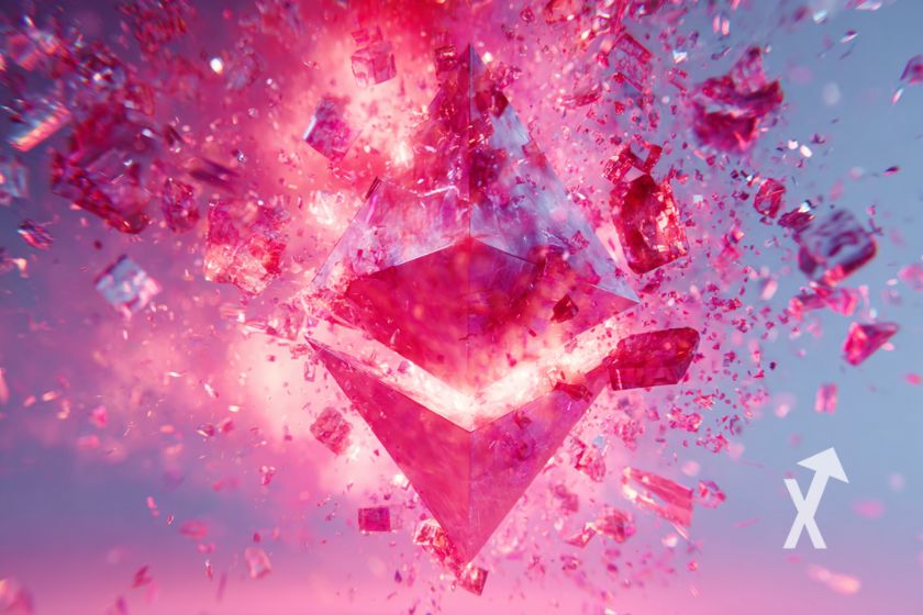 deckt Ethereum ETH ab - Kryptowährung Schriftzug