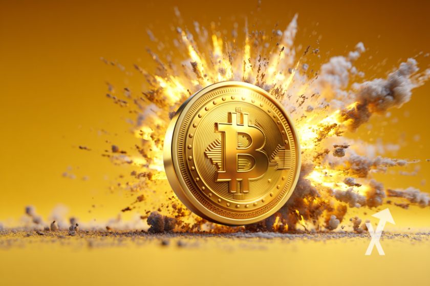 Deckel Bitcoin - digitale Währung Symbol