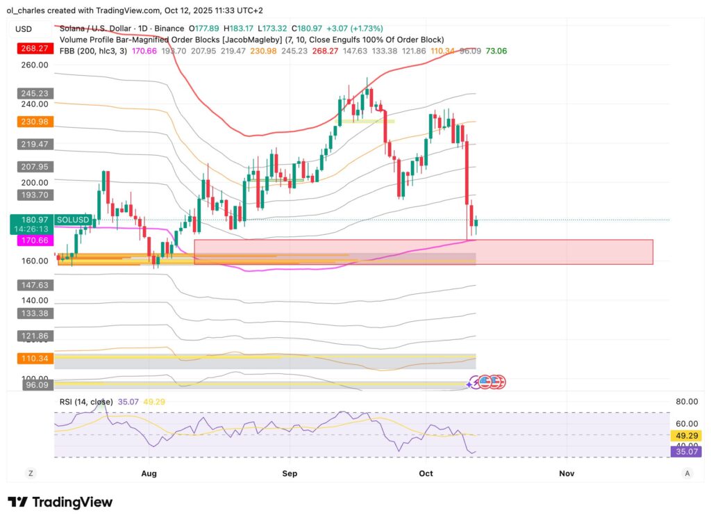 Solana SOL Kurs in 1 Tag
