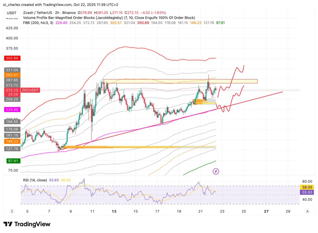 Kurs von Zcash ZEC im 2H