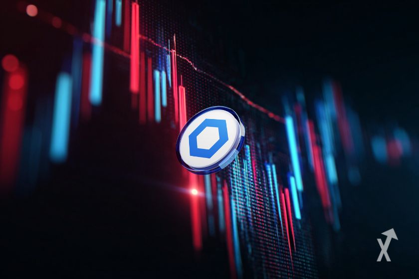 Chainlink LINK Token auf Candlestick-Chart.