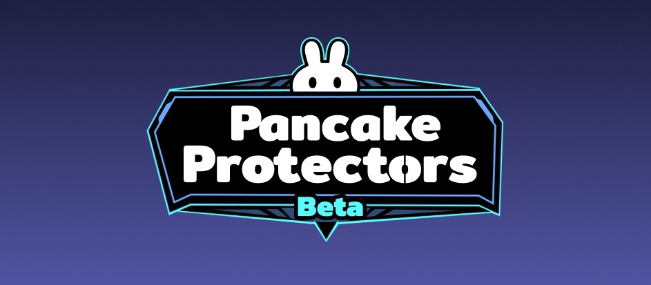 Ein violetter Banner mit dem Logo des Spiels Pancake Protectors in der Beta-Version