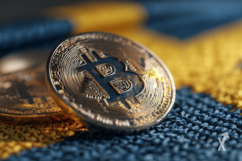 "Ein Stück Bitcoin" - Wertvolles digitales Währungsfragment.