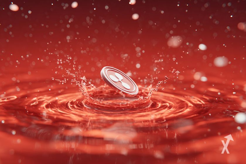 XRP-Münze fällt ins rote Meer.