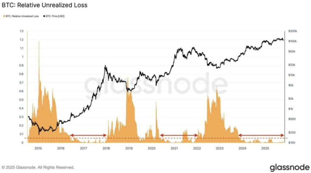 Grafik des Relativen Unrealisierten Verlusts von Bitcoin