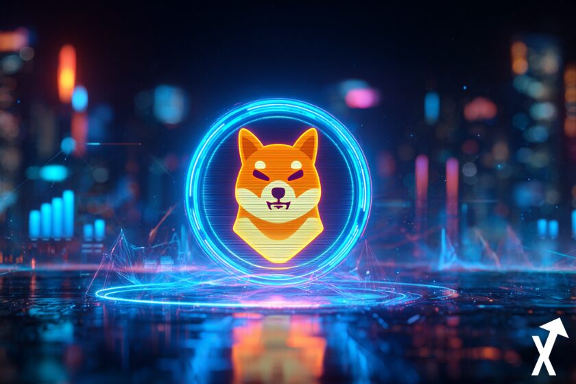 "Shiba Inu Krypto Coin Neonlicht"