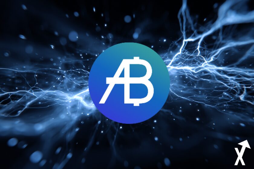 AB CRYPTO Münze blau weiß.