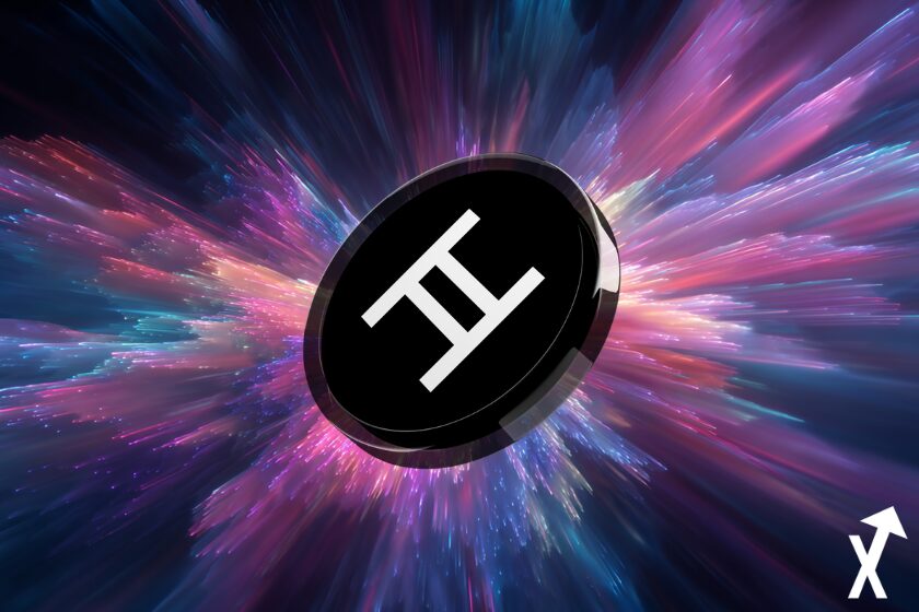 "Hedera Coin auf buntem Hintergrund"