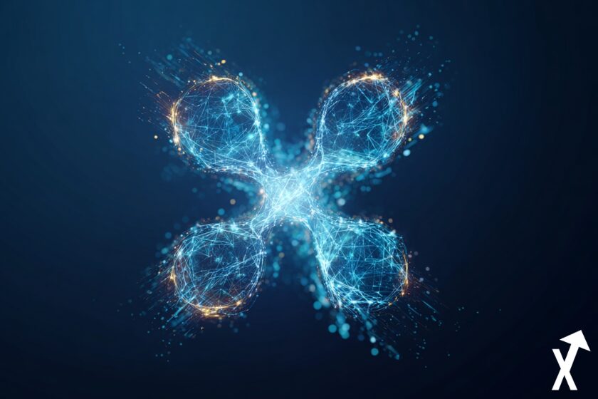 "XRP M&uuml;nze auf Crypto-Hintergrund"