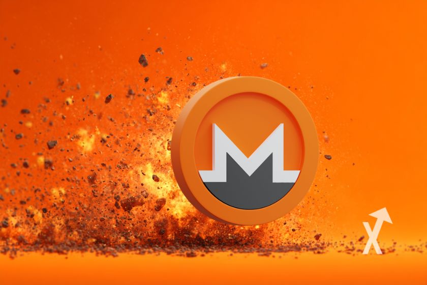 "Orange Monero-Münze mit Explosionen"