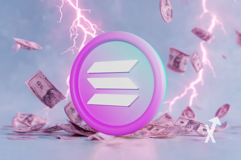 Solana-Jetton in Rosa mit Stromkreis.