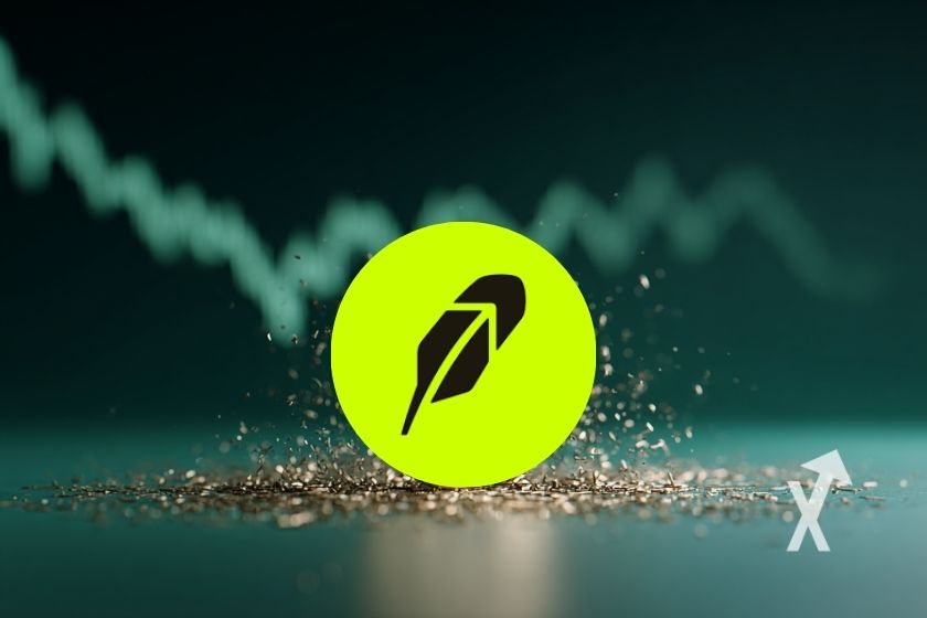 Robinhood Jeton auf grünem Hintergrund.