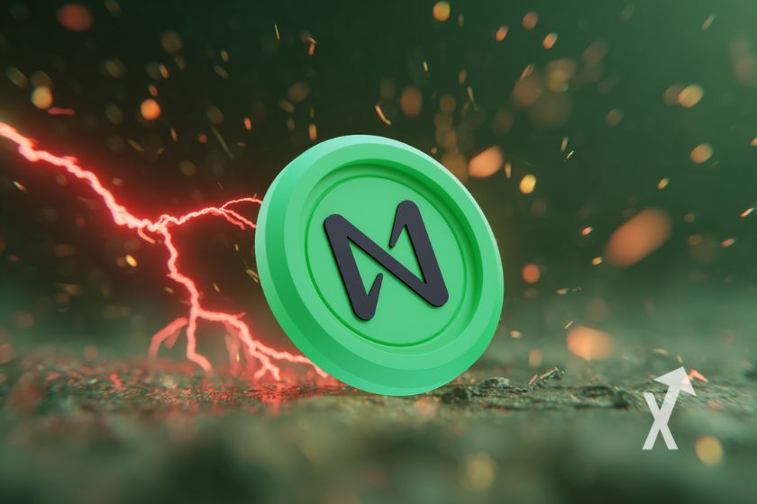 M&uuml;nze auf gr&uuml;nem Hintergrund mit Blitz.