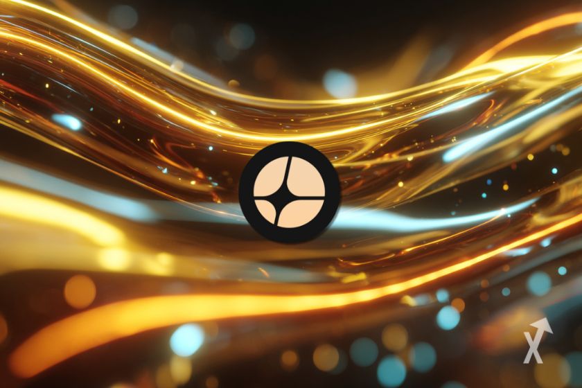 Aster Logo auf goldenem Hintergrund.