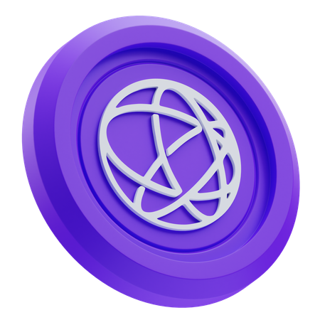 Ein violetter Token mit dem Celestia-Logo auf transparentem Hintergrund