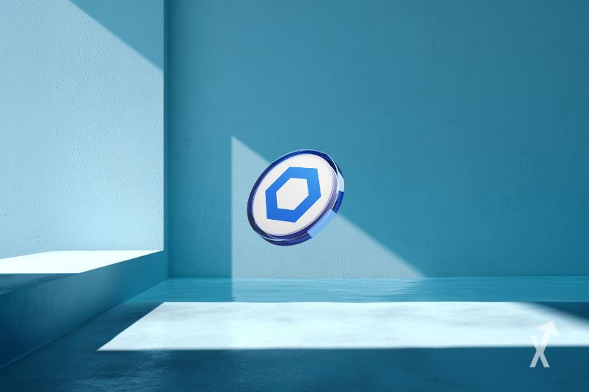 Chainlink Token in blauer Sonnenraum.