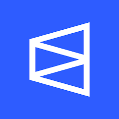 Polymarket Logo in weiß auf blauem Hintergrund