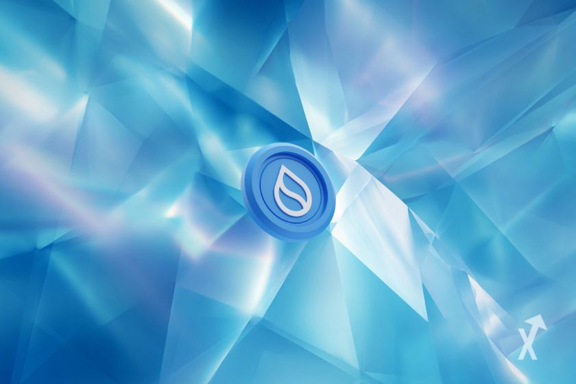 "Blauer Sui-Token auf hellem Hintergrund"