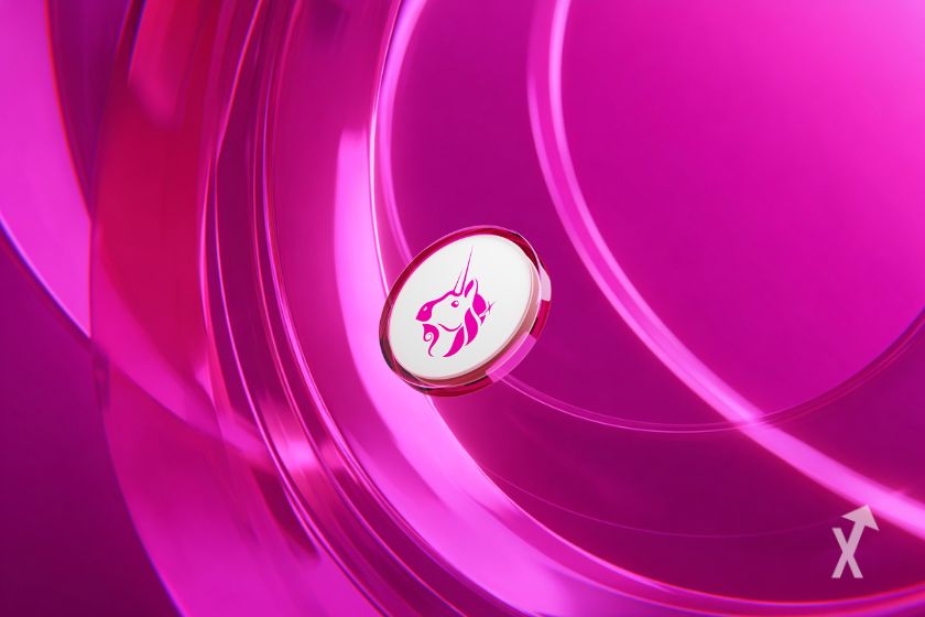 "Uniswap's rosa und weißer Token"