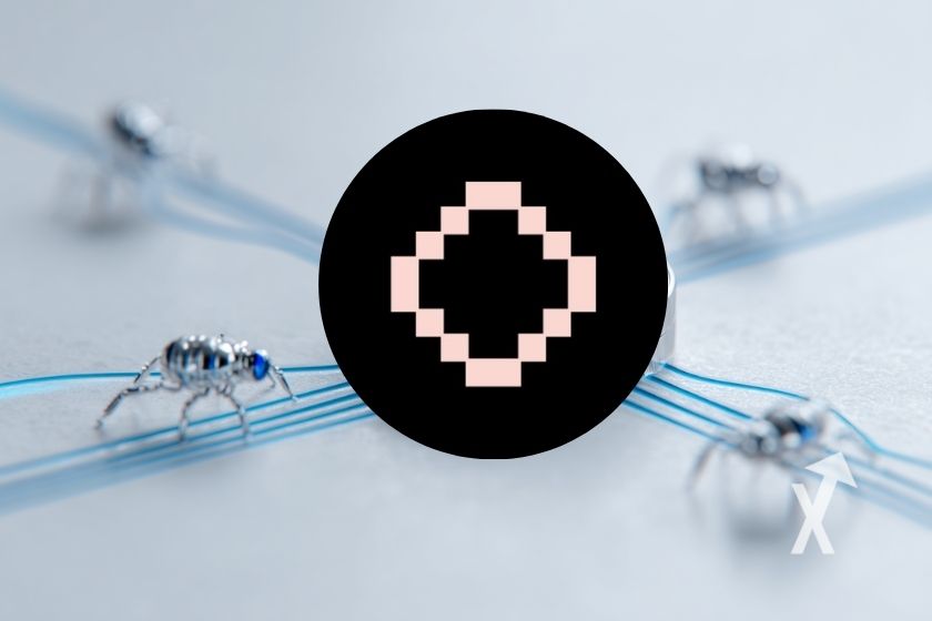 Logo Gensyn AI mit Hunde-Roboter auf weißem Hintergrund.