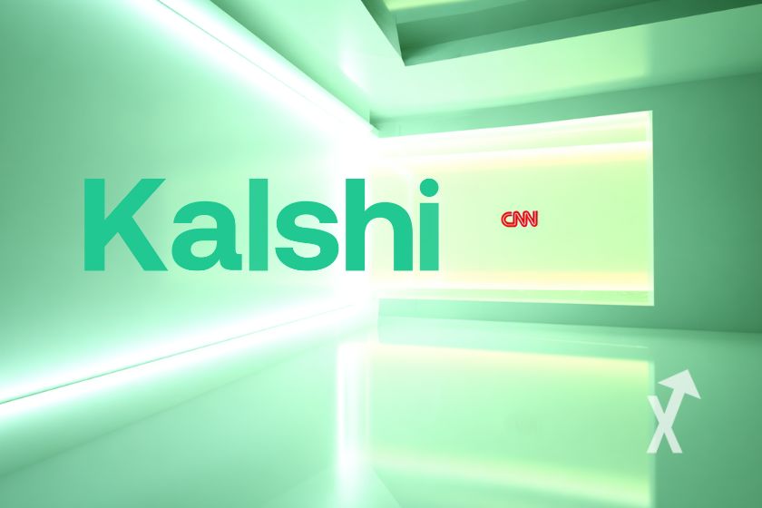 Kalshi-Logo auf grünem Hintergrund mit CNN.