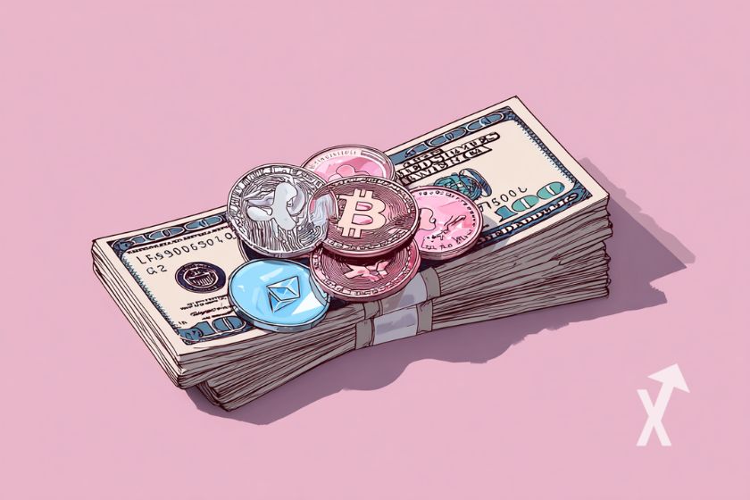 "Bundle von Dollar mit Kryptotoken" "Bündel Dollar mit Kryptotoken"