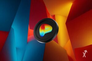 Schwarzes Curve-Token auf buntem Hintergrund.