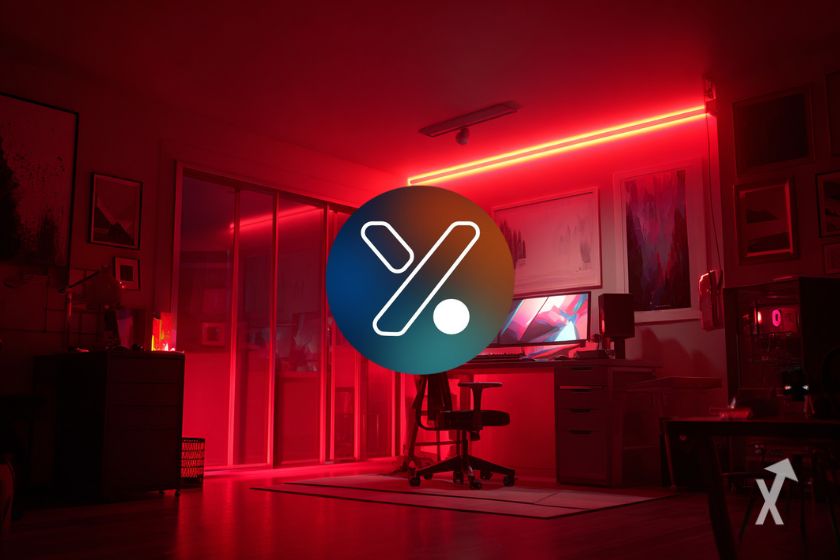 Das ESports-Token im Büroleuchten mit rotem Licht.