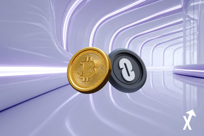 bitcoin layerzero coins sur fond violet et blanc cleans